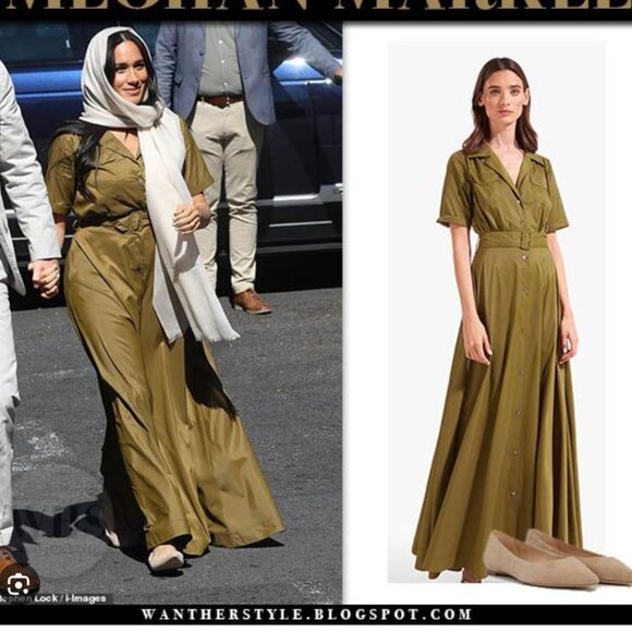 NWT STAUD Millie Belted Maxi Shirtdress Sz2/4 Caper Green - Picture 1 of 8